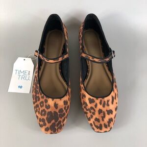 Time and Tru Leopard Print Mary Jane  Flats Size 10
